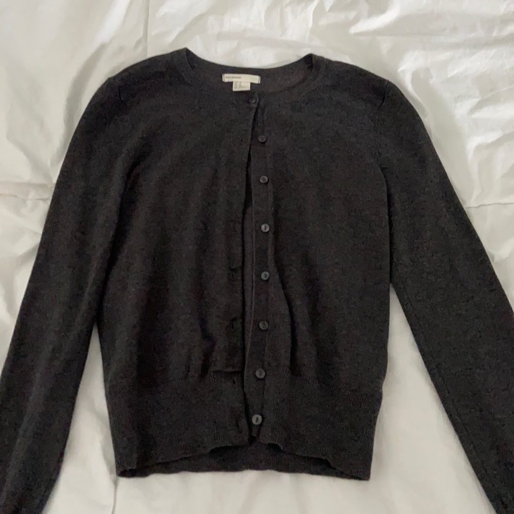 basic grey button up sweater